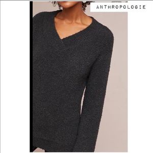 Anthropologie Cozy Black V-Neck Sweater